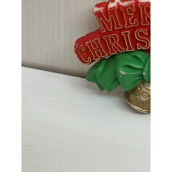 Vintage Christmas PIN Brooch "Merry Christmas" 1980s American Greetings Holiday - Picture 5 of 11